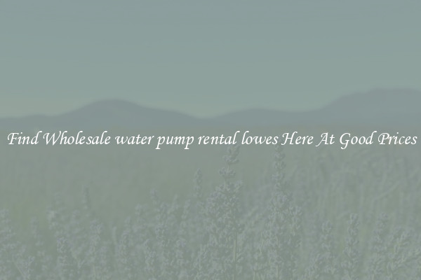 Find Wholesale water pump rental lowes Here At Good Prices