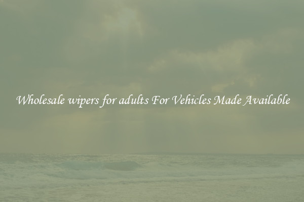 Wholesale wipers for adults For Vehicles Made Available
